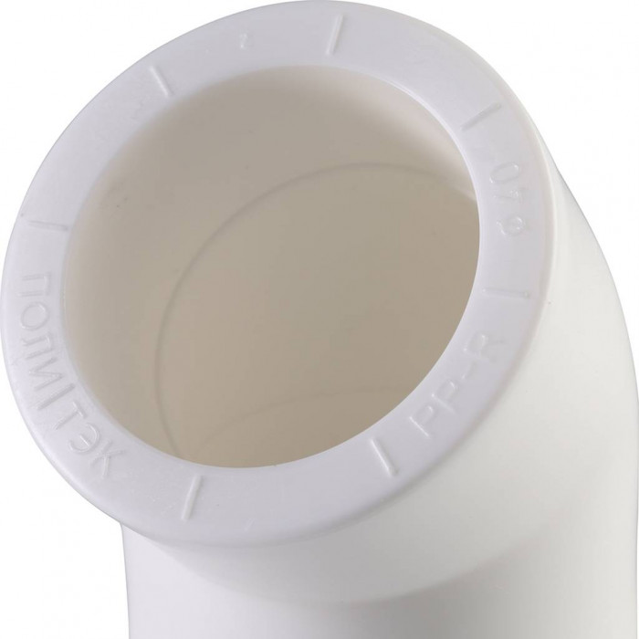 Политэк d=40 Угольник 45* для полипропиленовых труб под сварку (цвет белый)