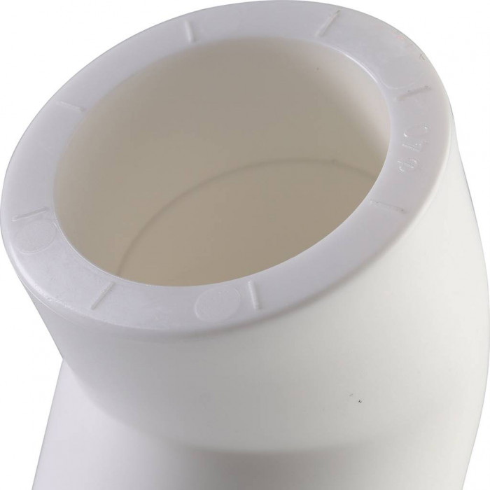 Политэк d=40 Угольник 45* для полипропиленовых труб под сварку (цвет белый)