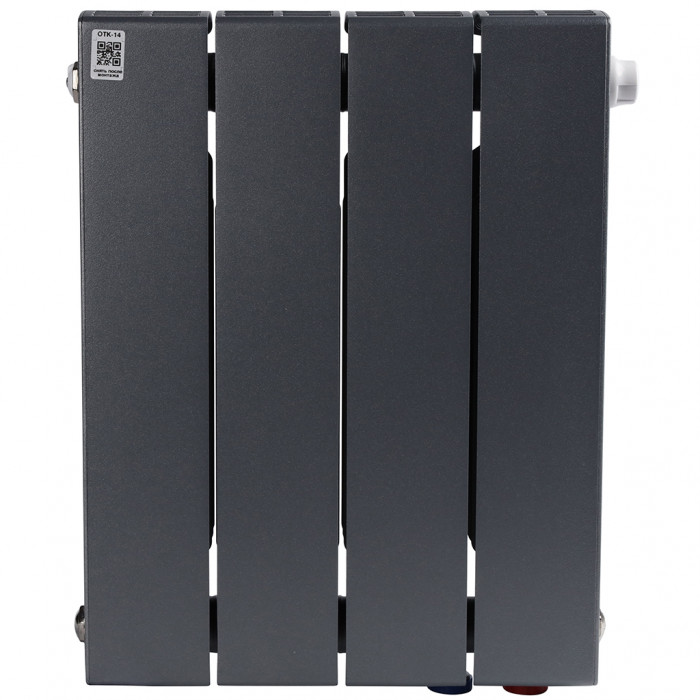 Биметаллический радиатор RIFAR SUPReMO VENTIL 350, 4 секций, нижнее правое подключение, черный