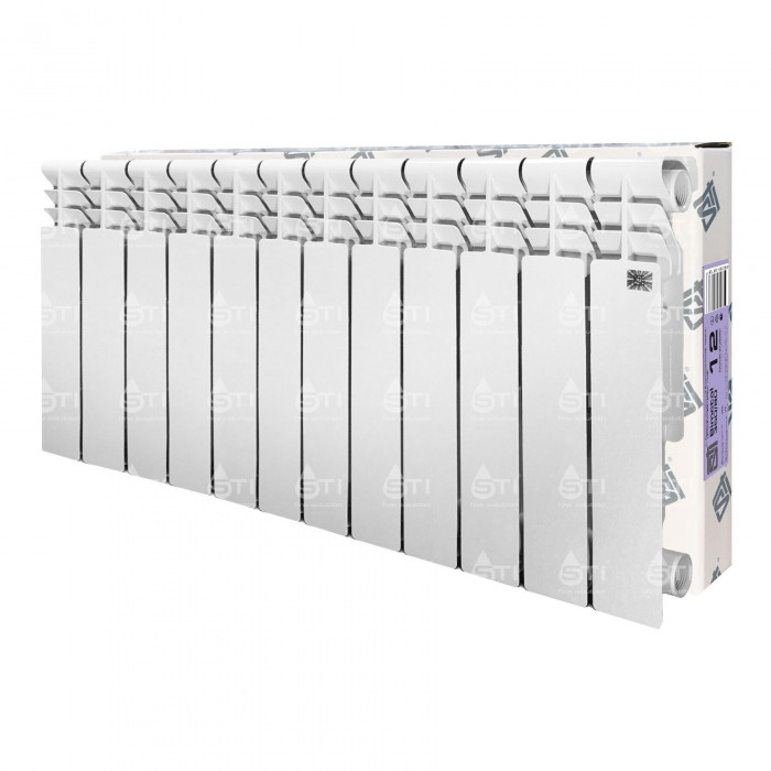 Биметаллический радиатор STI Bimetal 350/80, 12 секций, боковое подключение