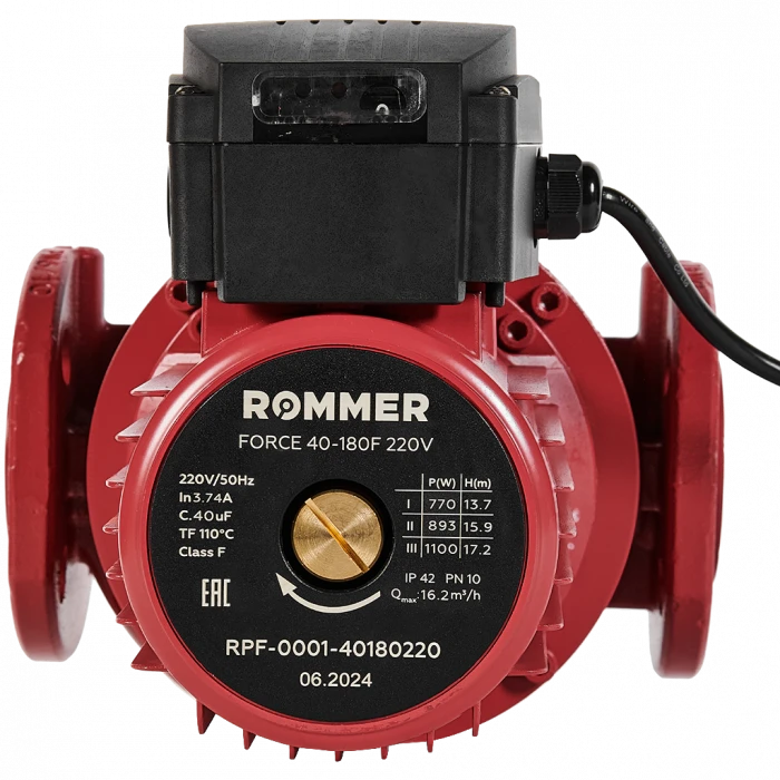 Насос циркуляционный фланцевый ROMMER PRF трехскоростной 40-180F 220V