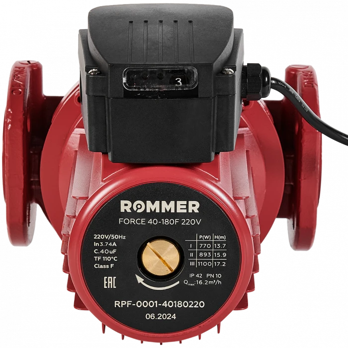 Насос циркуляционный фланцевый ROMMER PRF трехскоростной 40-180F 220V