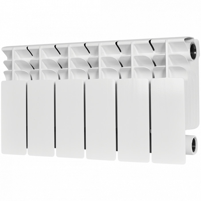 Биметаллический радиатор STOUT TITAN 200, 6 секций, боковое подключение, белый