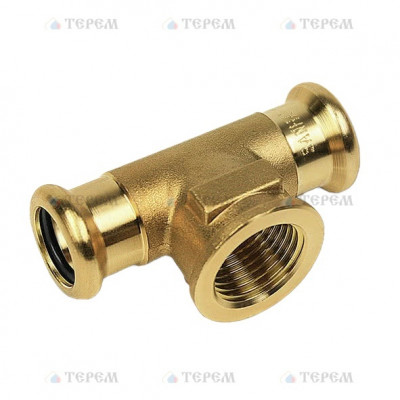 Sanha 8130G пресс-фитинг, бронза, тройник ВПр-ВР-ВПр 35x1/2x35 для медных труб прессовой