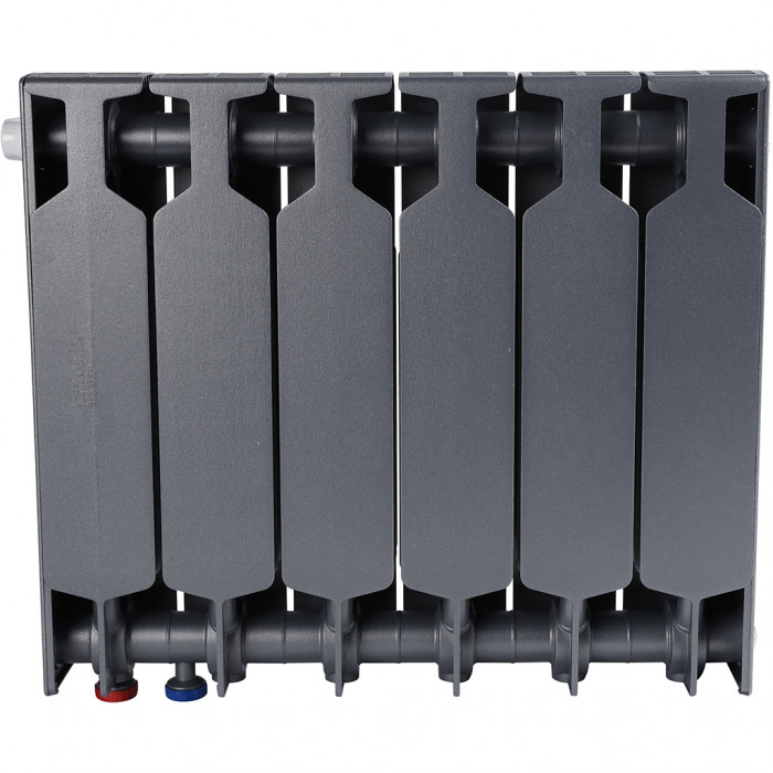 Биметаллический радиатор RIFAR SUPReMO VENTIL 350, 6 секций, нижнее правое подключение, черный