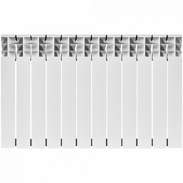 Алюминиевый радиатор ROMMER Plus 500, 12 секций, боковое подключение, белый