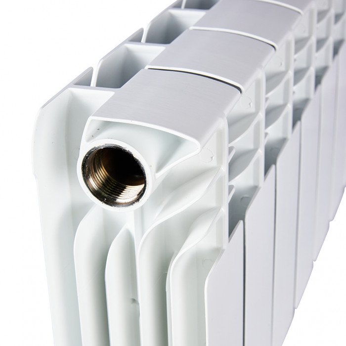 Биметаллический радиатор STOUT TITAN 200, 8 секций, боковое подключение, белый