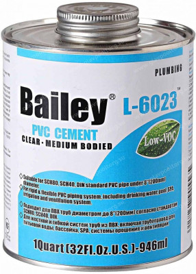 Клей L-6023 (946ml) Bailey для ПВХ труб до 200 мм