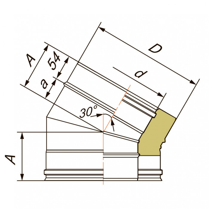 Отвод 30° D80/180, AISI 321/304 (Вулкан)