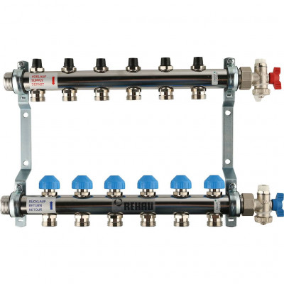 Распределительный коллектор REHAU HKV на 6 контуров нержавеющая сталь (12180611001)