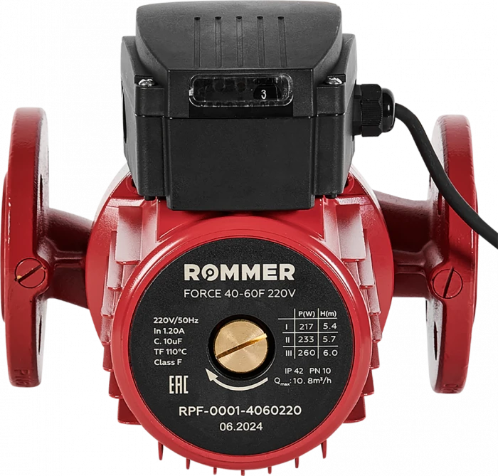 Насос циркуляционный фланцевый ROMMER PRF трехскоростной 40-60F 220V