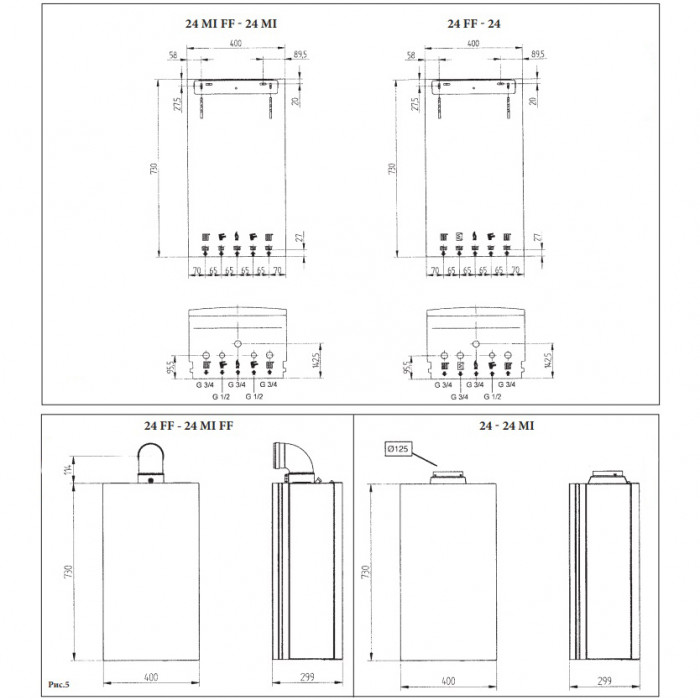 Настенный газовый котел DeDietrich ZENA MS 24 MI FF 24 кВт двухконтурный с закрытой камерой сгорания