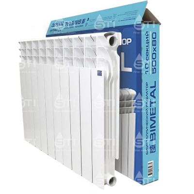 Биметаллический радиатор STI Bimetal 500/80, 10 секций, боковое подключение