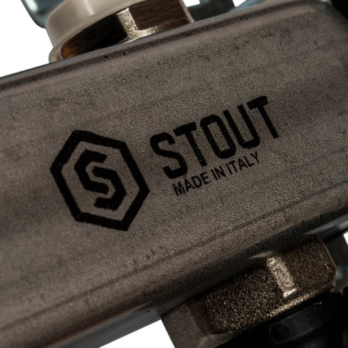 STOUT Коллектор из нержавеющей стали без расходомеров, с клапаном вып. воздуха и сливом 9 вых.
