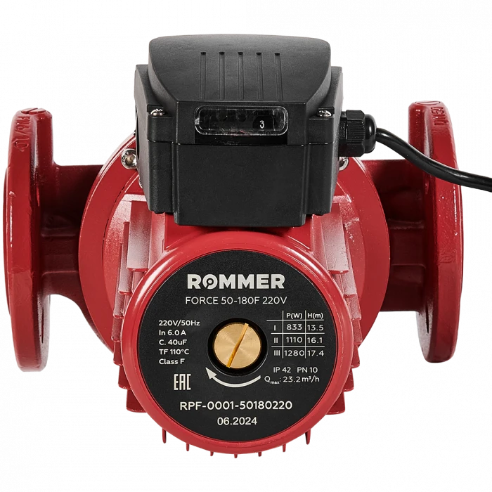 Насос циркуляционный фланцевый трехскоростной ROMMER 50-180F 220V