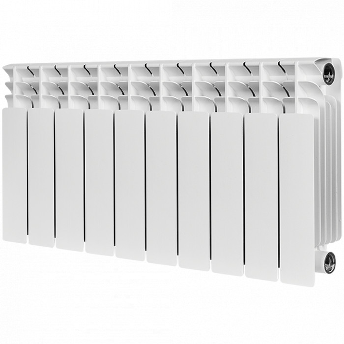 Биметаллический радиатор STOUT TITAN 350, 10 секций, боковое подключение, белый