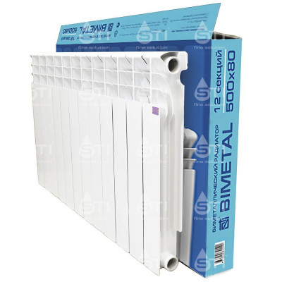 Биметаллический радиатор STI Bimetal 500/80, 12 секций, боковое подключение