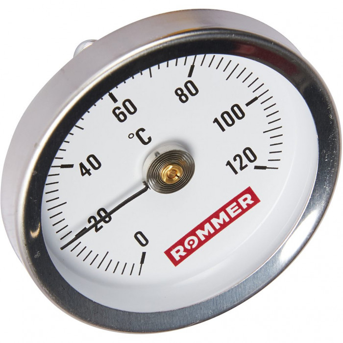 RIM-0004-630015 Термометр ROMMER биметаллический накладной с пружиной. Корпус Dn 63 мм, 0...120°С, 1 -2