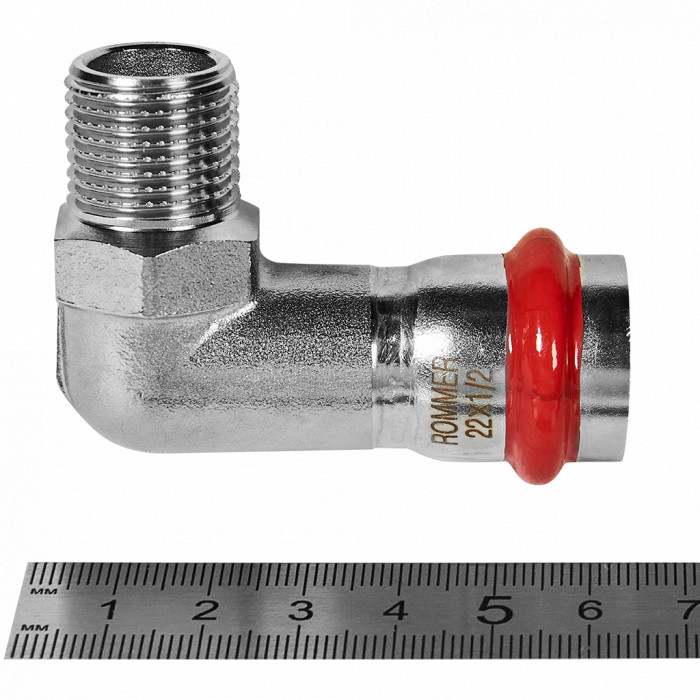 ROMMER RSS-0010-002212 ROMMER Угольник-переходник-НР, 22х1/2, из нержавеющей стали прессовой