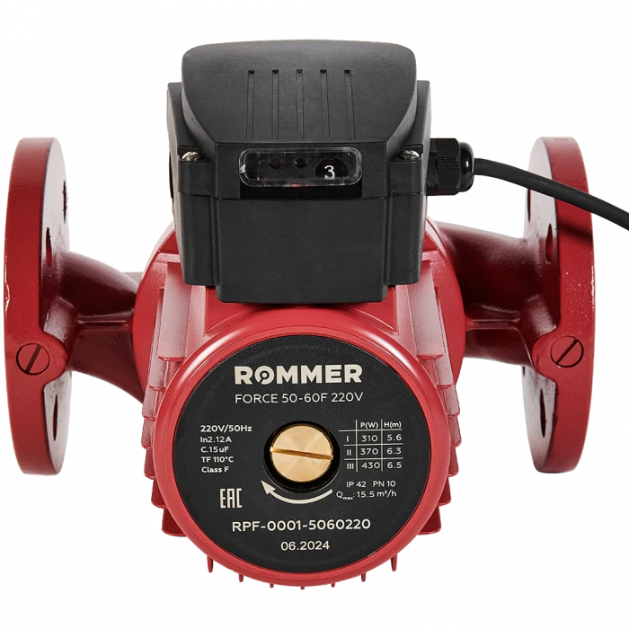 Насос циркуляционный фланцевый ROMMER PRF трехскоростной 50-60F 220V