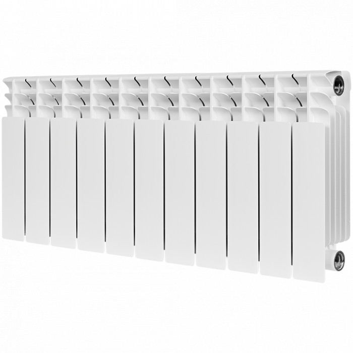 Биметаллический радиатор STOUT TITAN 350, 11 секций, боковое подключение, белый