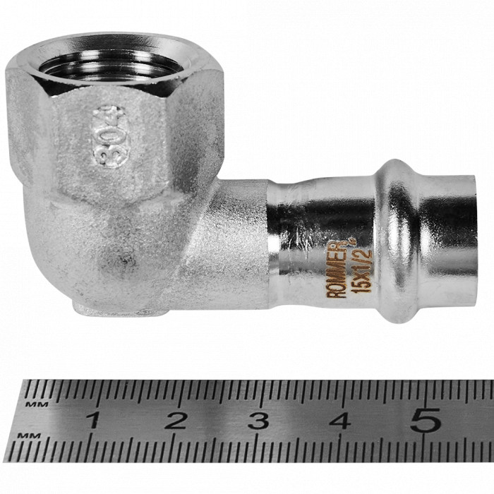 ROMMER RSS-0009-001512 ROMMER Угольник-переходник-ВР, 15х1/2, из нержавеющей стали прессовой