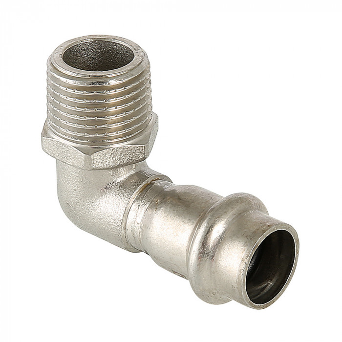 Угольник VALTEC 90° с нар.р. нержавеющая сталь 18х1/2"