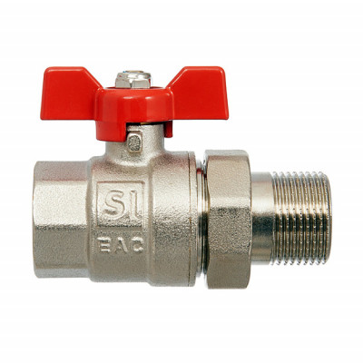 Кран шаровой латунный Smart Install ВР/НР 1/2&quot; с американкой бабочка