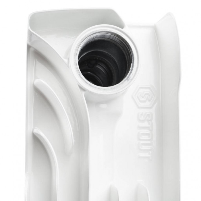 Биметаллический радиатор STOUT Space 350, 4 секций, боковое подключение, белый