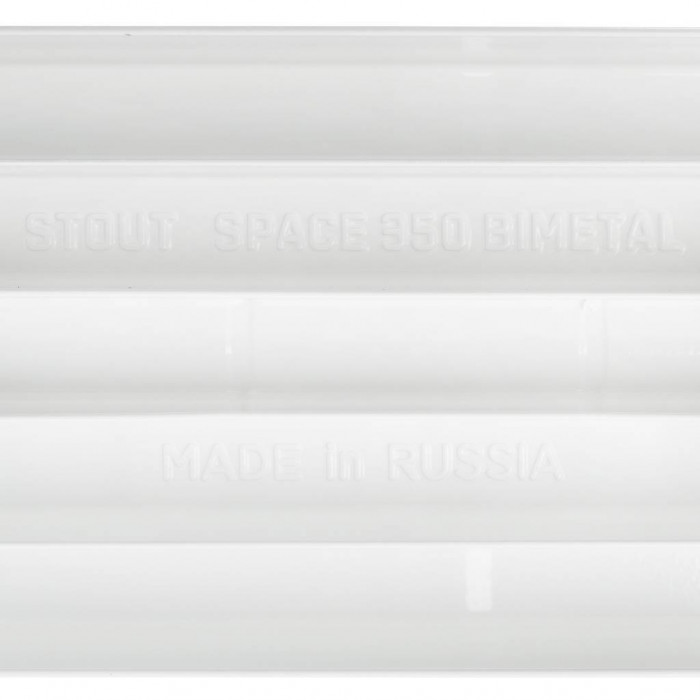 Биметаллический радиатор STOUT Space 350, 4 секций, боковое подключение, белый