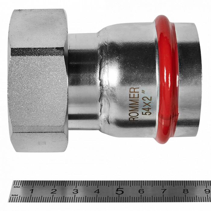 ROMMER RSS-0026-000542 ROMMER Переходник с накидной гайкой-ВР, 54х2, из нержавеющей стали прессовой