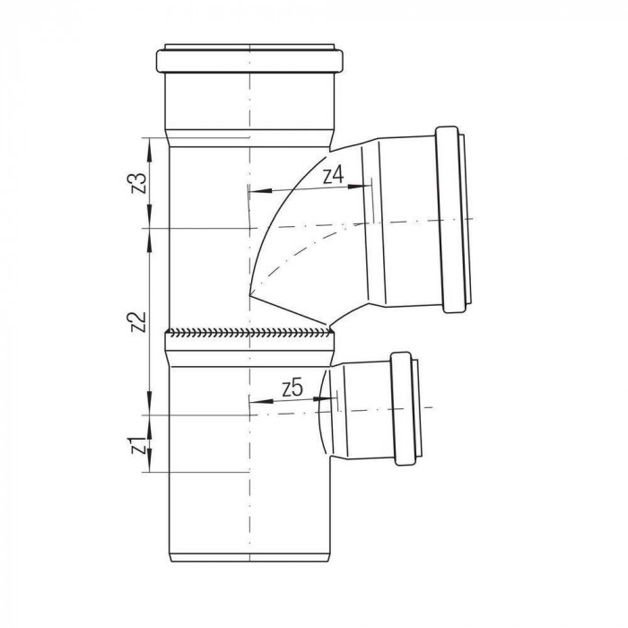 Крестовина REHAU с параллельными отводами 110/110/50/110/87° (11009291002)
