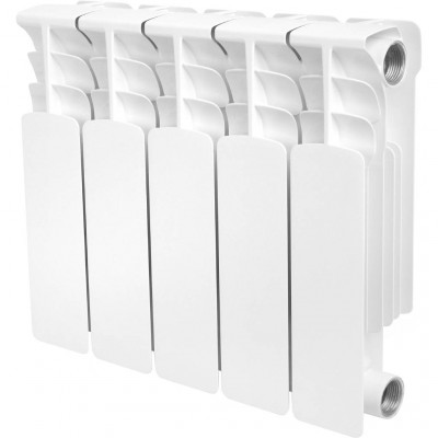 Биметаллический радиатор STOUT Space 350, 5 секций, боковое подключение, белый
