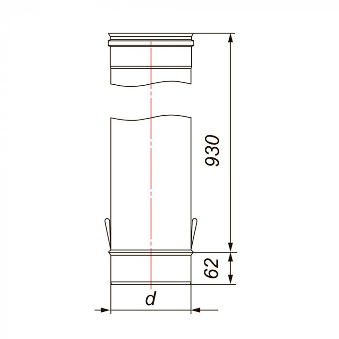 Труба L1000 D130 с опускной петлей, AISI 304 (Вулкан)