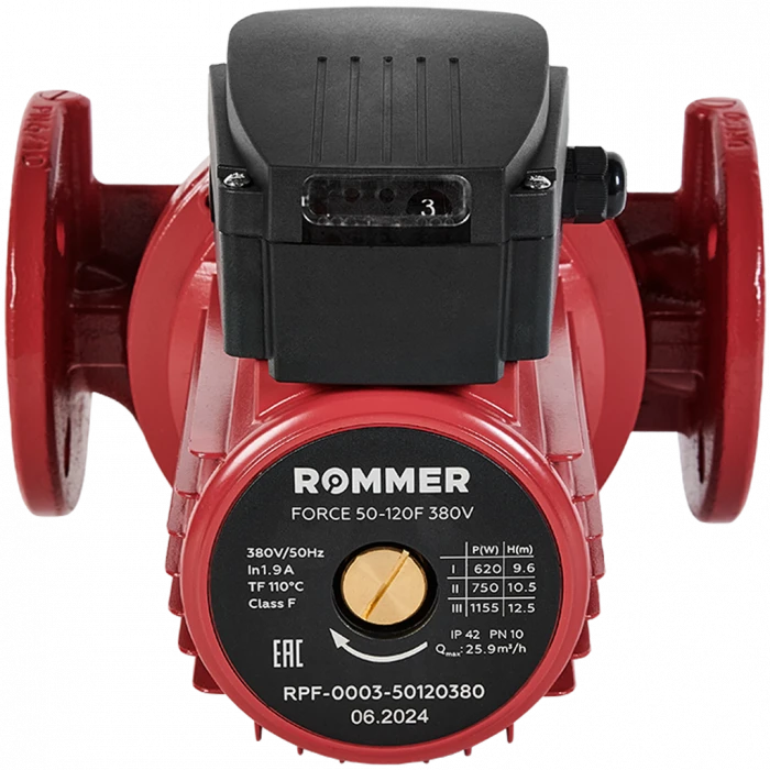 Насос циркуляционный фланцевый трехскоростной ROMMER 50-120F 380V