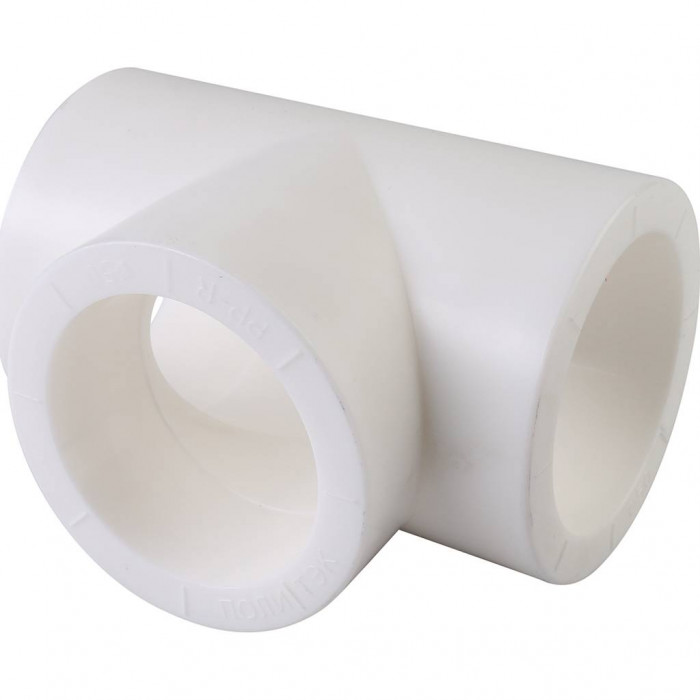 Политэк d=50 Тройник для полипропиленовых труб под сварку (цвет белый)
