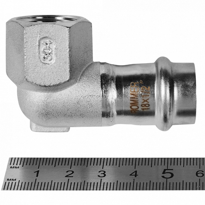 ROMMER RSS-0009-001812 ROMMER Угольник-переходник-ВР, 18х1/2, из нержавеющей стали прессовой