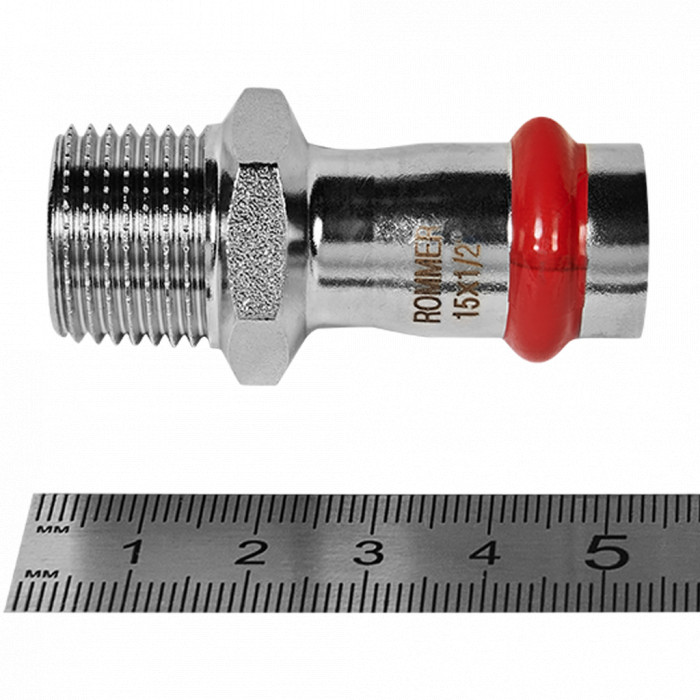 ROMMER RSS-0021-001512 ROMMER Переходник-НР, 15х1/2, из нержавеющей стали прессовой
