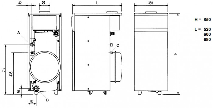 Напольный газовый котел Baxi SLIM 1.300 i, атмосферный, одноконтурный
