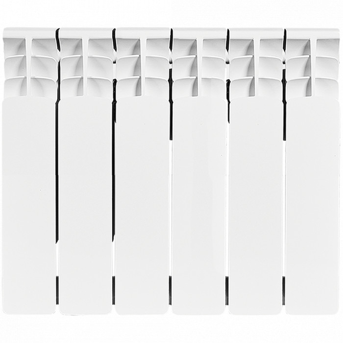 Биметаллический радиатор STOUT Space 350, 6 секций, боковое подключение, белый