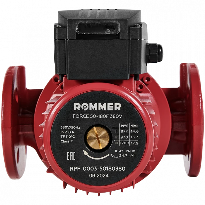 Насос циркуляционный фланцевый трехскоростной ROMMER RPF 50-180F 380V