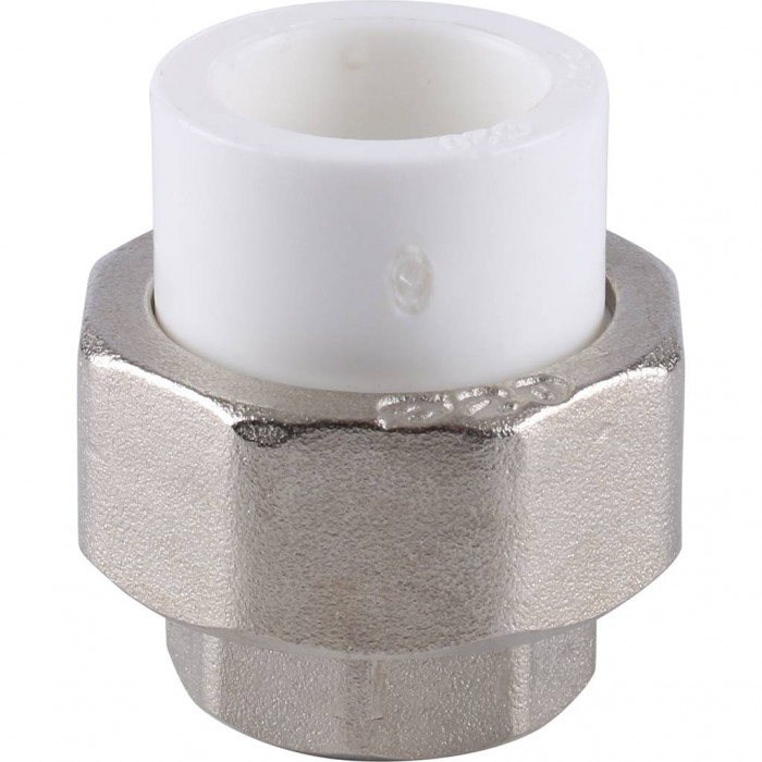 Муфта разъемная Kalde с внутренней резьбой 20х1/2 для полипропиленовых труб под сварку (цвет белый)