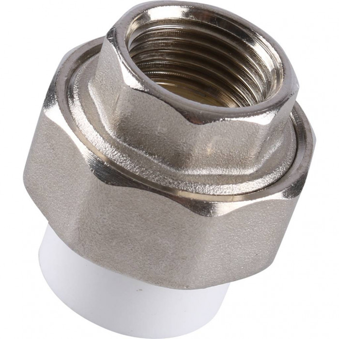 Муфта разъемная Kalde с внутренней резьбой 20х1/2 для полипропиленовых труб под сварку (цвет белый)