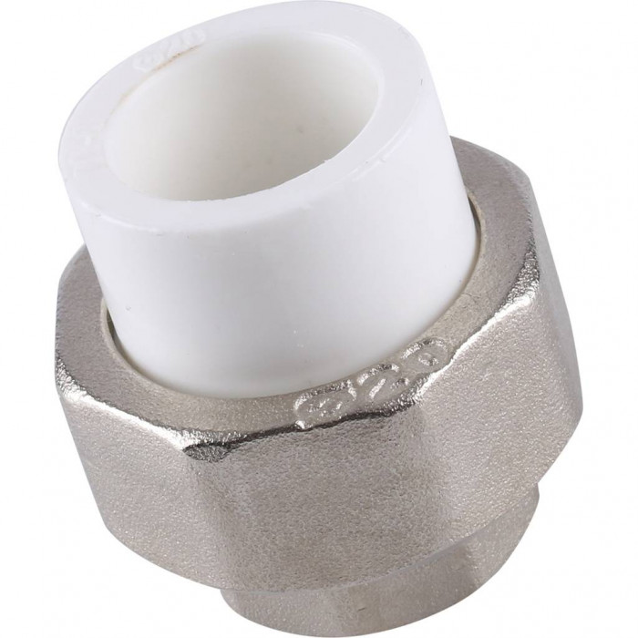 Муфта разъемная Kalde с внутренней резьбой 20х1/2 для полипропиленовых труб под сварку (цвет белый)