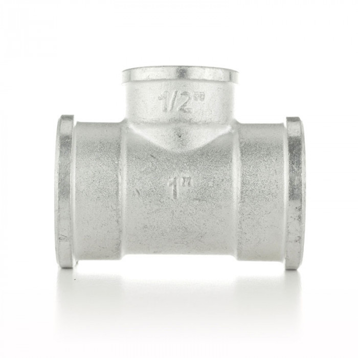 Тройник переходной, ВВВ 1"×1/2"×1", TIN латунь