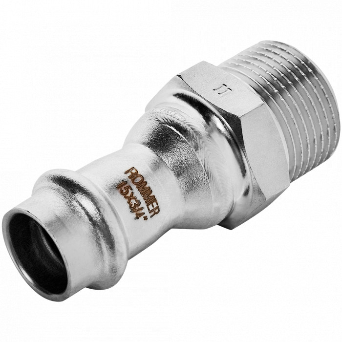 ROMMER RSS-0021-001534 ROMMER Переходник-НР, 15х3/4, из нержавеющей стали прессовой
