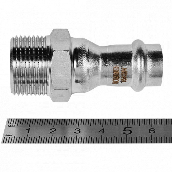 ROMMER RSS-0021-001534 ROMMER Переходник-НР, 15х3/4, из нержавеющей стали прессовой