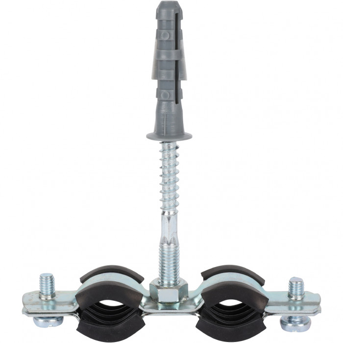 STOUT SAC-0020-Комплекты SAC-0020-200038 STOUT Двойной хомут для труб, комплект: хомут+шпилька шуруп +дюбель пластиковый 3/8 (15-19)