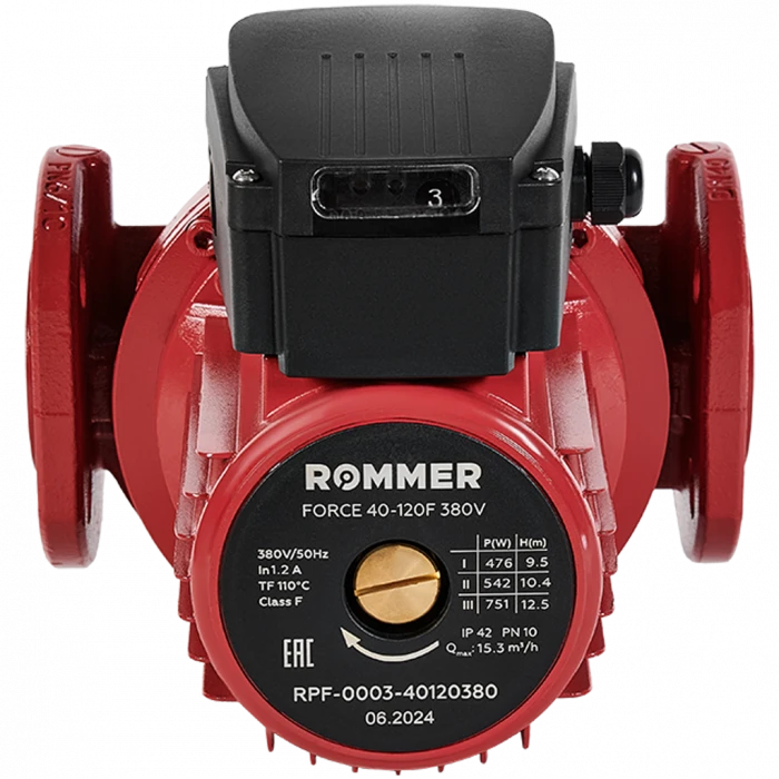 Насос циркуляционный фланцевый трехскоростной ROMMER 40-120F 380V