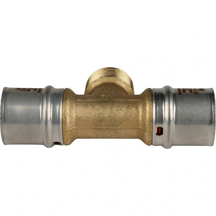 STOUT Тройник-переходник с наружной резьбой 26х3/4 х26 для металлопластиковых труб прессовой